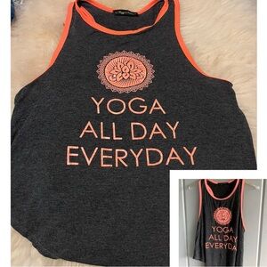 Yoga Gray/ Orange Muscle Athletic Tee Tank Top
